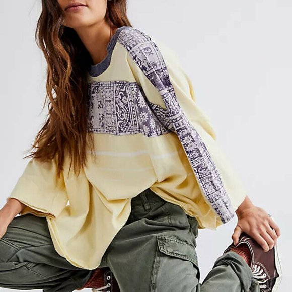 Free People We The Free Happiness In Bloom Tee Printed Pullover Top XS,S,M - Picture 1 of 3